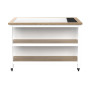 Kitchen Island (White) Open with Breakfast Bar