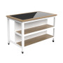Kitchen Island (White) Open with Breakfast Bar