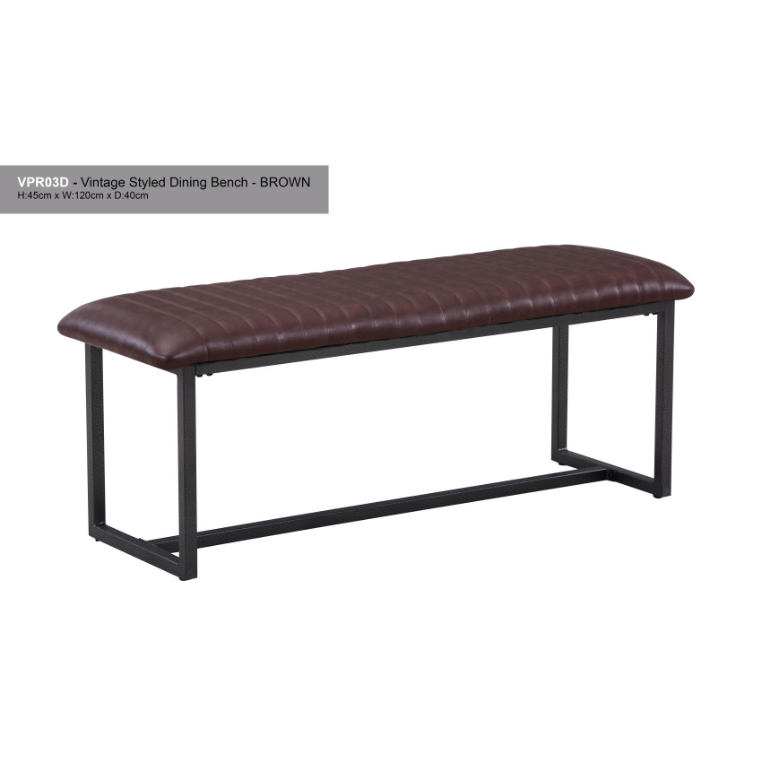 Vintage Styled Brown PU Leather Dining Bench