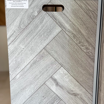 Kensington Luxury LVT Herringbone Oak Light Grey Wash