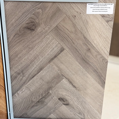 Kensington Luxury Laminate Herringbone Oak Light Grey Vintage