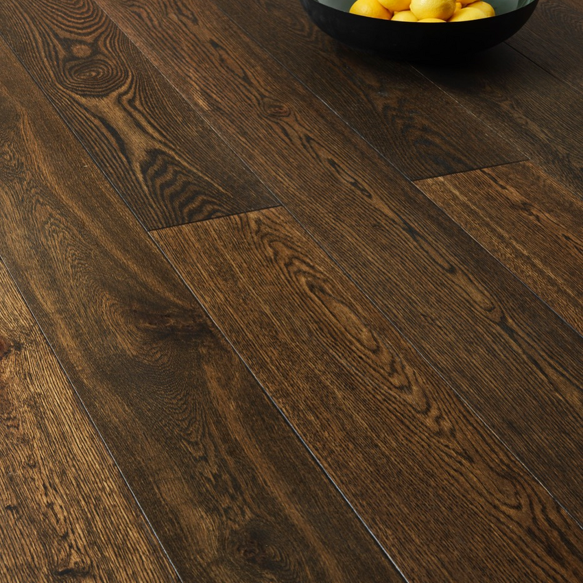 Boston Engineered Real Wood Oak Rustic Lightly Brushed with a Dark Stain UV Oiled